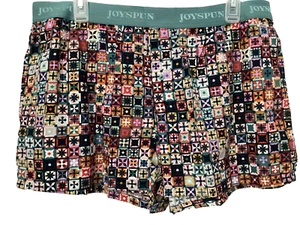 JOYSPUN LADIES PACIFICA GREEN PRINT WOVEN ELASTIC WAIST PJ SHORTS Sz 3X* - Picture 1 of 7