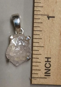 Sterling Silver Rough ROSE QUARTZ Crystal of Love Gemstone Pendant (#F560) - Picture 1 of 1