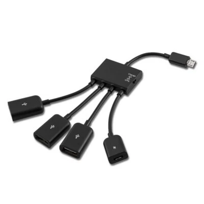 Cavo sdoppiatore hub OTG ricarica micro USB per smartphone tablet Android 4 in 1 - Immagine 1 di 4