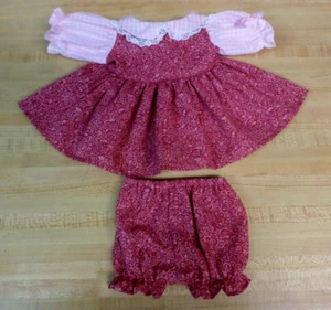 PINK CHECK GINGHAM+FLOWER CALICO DRESS+PANTIES for 16-18" CPK Cabbage Patch Kids - Picture 1 of 4