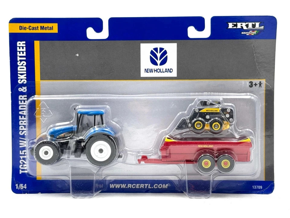 1/64 New Holland TG215 Tractor With Spreader And Skid Steer Loader - Image 1 of 1