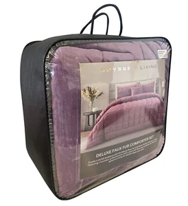 Deluxe Faux Fur 3pc Comforter / Quilt Set 500gsm fill. KING 260x230cm. Lilac - Picture 1 of 8