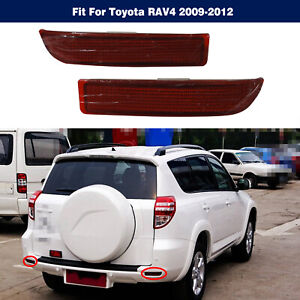 1Pair Red Lens Rear Bumper Reflector Lights Lamps For Toyota RAV4 2009-2012