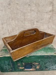 Rustic Wooden Cutlery Tray - Farmhouse - Cottage Style - Caddy - Storage - Picture 1 of 12