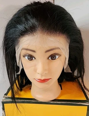 NUEVA 2X Peluca Bob Frontal de Encaje 13x4 Cabello Humano Lisa 10" con Cabello de Bebé 180% Densidad Foto 1 de 4