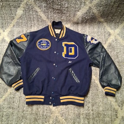 Letterman Varsity Jacket Mens XL Derry PA Trojans Y2K Swimming Champions '04 VTG - Image 1 of 4