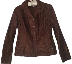 Coldwater Creek Jacket 6 Brown Shimmer Women’s Cute Layering Snap Front Shacket - Picture 1 of 11