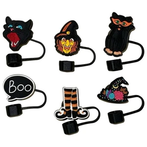 Topper di paglia Halloween adatto per tazza Stanley set di 6 coperchi in silicone strega gatto boo - Foto 1 di 6