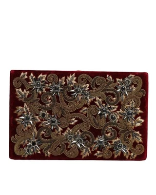 Dolce & Gabbana Embroidered Velvet Clutch with Intricate Floral & Stone - Image 1 of 4