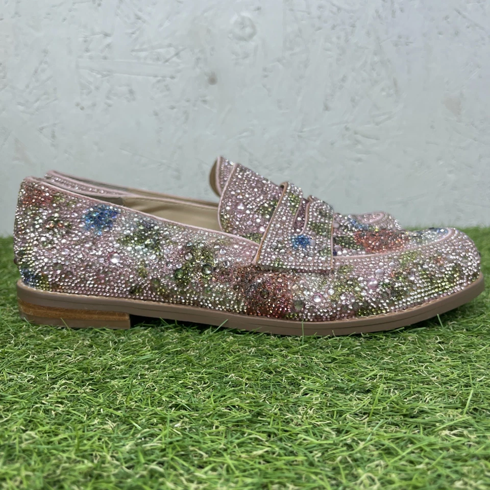 Mocasín Betsey Johnson Aron Multi Floral Estrás Centavo Talla 8M Rosa Zapato Foto 1 de 4