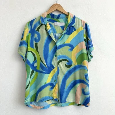 Jams World Top Feminino Manga Curta Grande Botão Estampa Rayon Velzyland *LEIA - Imagem 1 de 4