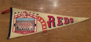 Pennant fotografico 30" Cincinnati Reds 1965 autentico vintage - Foto 1 di 8