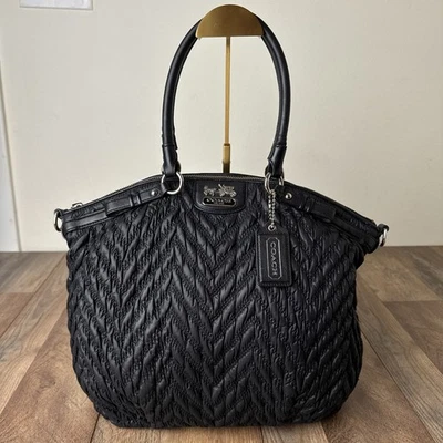 Coach Madison 70th Anniversary Edition Quilted Leather Tote Shoulder Bag Black - Image 1 of 4