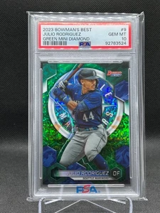 Julio Rodriguez 2023 Bowman's Best VERDE Mini Diamante 54/99 PSA 10 Tarjeta #9 - Imagen 1 de 2