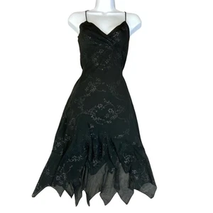 VTG 90s Y2K 'PIMKIE' BLACK GLITTER SILVER STRAPPY MINI GRUNGE FAIRIE DRESS XS - Picture 1 of 8