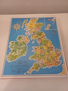 Vintage Castle Games Wooden Jigsaw Puzzle Pictorial Map British Isles New Sealed - Picture 1 of 4
