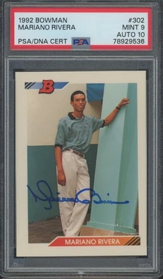 Bowman #302 Mariano Rivera 1992 autógrafo radiocontrol novato como nuevo PSA 9 10 automático Foto 1 de 2