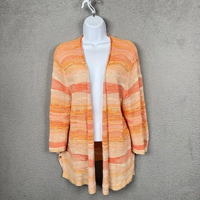 Cárdigan Jill Top Mujer XL Naranja Frente Abierto Envolvente Plumero Puesta de Sol Mezcla de Lino Foto 1 de 4