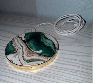Ideal of Sweden Wireless Charger Green & Gold Marbled - Picture 1 of 15