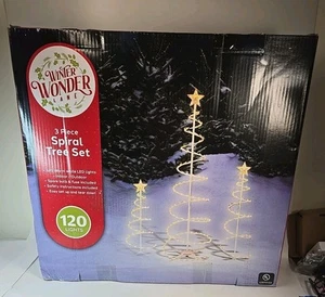 LED 3-piece Spiral Christmas Tree Set 120 lights *NEW* - Picture 1 of 5