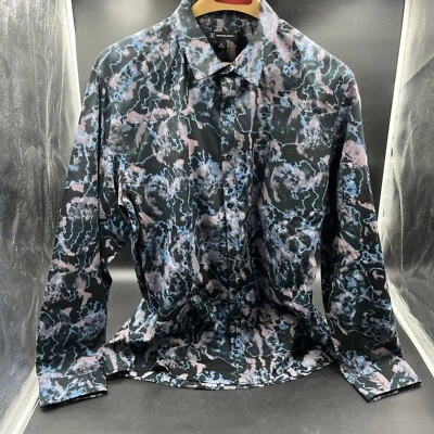 INC International Concepts Button Up Mens XL Blue Black And Purple Abstract - Image 1 of 4