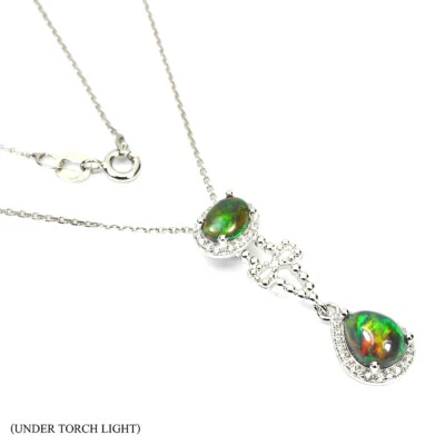 Collar de plata de ley 925 pera ópalo negro 9x7 mm joyas de piedras preciosas Foto 1 de 4