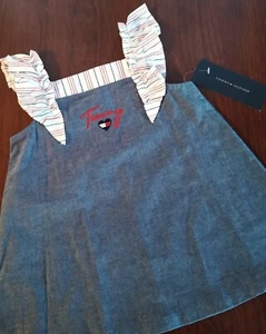 Tommy Hilfiger Size 2T Blue with Red Stripe Cotton Dress NEW w/Panty - Picture 1 of 4