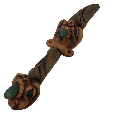 Cuchillo de arte ritual vintage Inca Brasil Tramontina 12" calcedonia verde porselain Foto 1 de 4