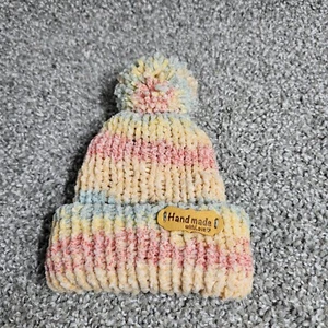 Handmade Beanie Hat Premie/Newborn XS Pastel Cable Knit Super Soft Warm - Picture 1 of 7