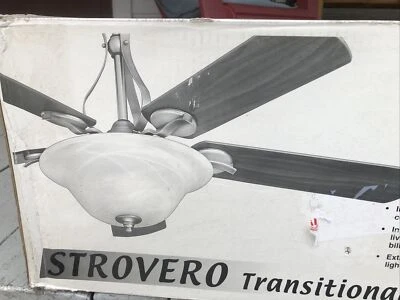 Big As Fan 52", NOS Luz de Bajo Perfil, Níquel Cepillado Peltre Strovero, 5 Hojas Foto 1 de 4