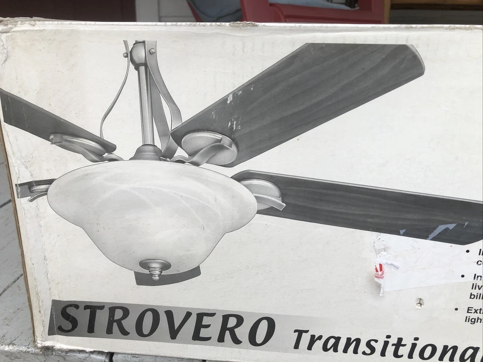 Big As Fan  52", NOS Low Profile Light, Brushed Nickel Pewter Strovero, 5 Blades - Image 1 of 4