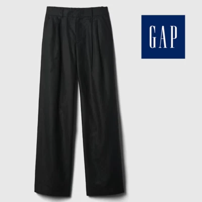 Pantalón GAP Easy de Lino Plisado Todo Negro Tiro Alto Pantalones Anchos Para Mujer 8 Precio de venta sugerido por el fabricante $90 Foto 1 de 4