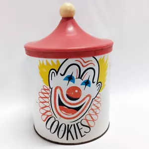 Vintage 1950s Clown Cookie Jar Tin Canister - Australian Made - Decoware - Picture 1 of 9