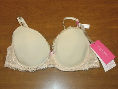 Sutiã Demi 837B4 Isaac Mizrahi 13002M levemente forrado de renda aparado 36B bege - Imagem 1 de 2