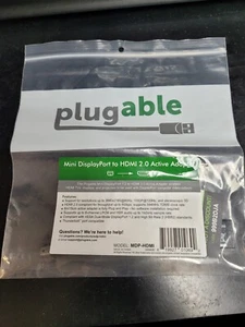 Plugable Mini DisplayPort to HDMI 2.0 Active Adapter MDP-HDMI *NEW*FREE SHIP* - Picture 1 of 4