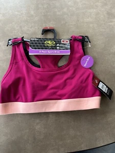 NWT GIRL'S SIZE MEDIUM ATHLETIC WORKS 2 PACK RACERBACK SPORT BRAS BAND SIZE 32 - Picture 1 of 6