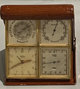Antikes Angelus Vierer 8 Tage Barometer/Temperatur/Uhr/Wecker/Kalender mit Box - Bild 1 von 5