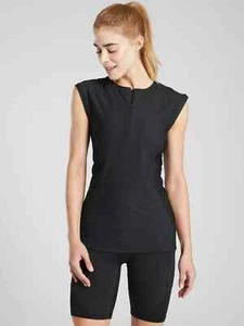 Athleta Pacifica Contoured Tank Top 1/2 Zip Black NWT MT Medium Tall - Picture 1 of 5