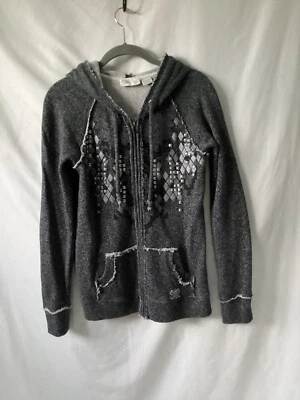 Miss Me Embellished Eagle Heather Gray Full Zip Up Hooded Jacket Size Small - Image 1 of 4