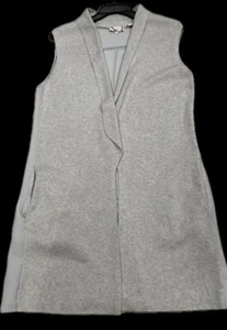 TED BAKER LEELIH GRAY LONG RIBBED KNIT COMBO SLEEVELESS BLAZER VEST - 3 US-8 - Picture 1 of 6