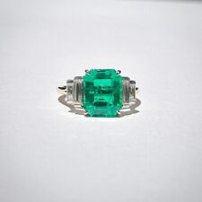 18K White Gold 3.30Ct Emerald Cut Lab Created Emerald Moissanite Wedding Rings