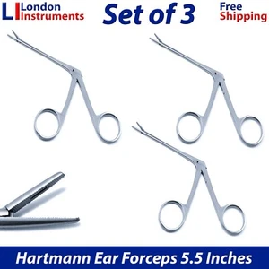 "Juego de 3 fórceps quirúrgicos ortopédicos para oreja de cocodrilo Hartman 5,5" ENT serrados" nuevos - Imagen 1 de 7