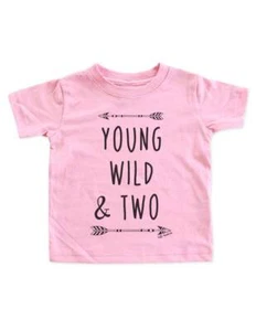 Young Wild & Two - bohemian boho design Second 2nd Birthday Toddler Soft Shirt - Picture 1 of 3
