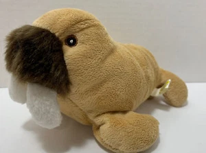 Walrus Stuffed Plush Tan Curto Toy Bean Bag Bottom Small Plastic Pellets Animal - Picture 1 of 12