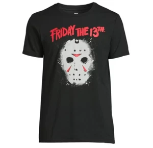 Friday the 13th Mens Black White Mask Graphic Halloween T-Shirt Sz 3XL/ 54-56 - Picture 1 of 4