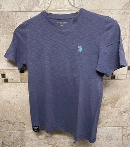 US. Polo. ASSN. Boys V-Neck Short Sleeve T-Shirt Blue Size M (10/12) - Picture 1 of 3