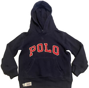 Boys Polo Ralph Lauren Spell Out Hoodie Navy Blue Size 4/4T Toddler
