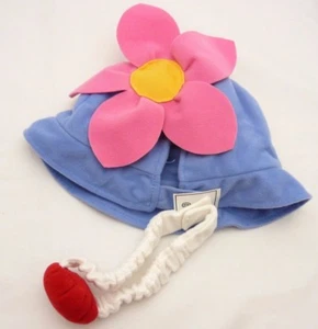 Set déguisement chapeau bleu à fleurs rose et bandeau blanc avec boule rouge - Picture 1 of 2
