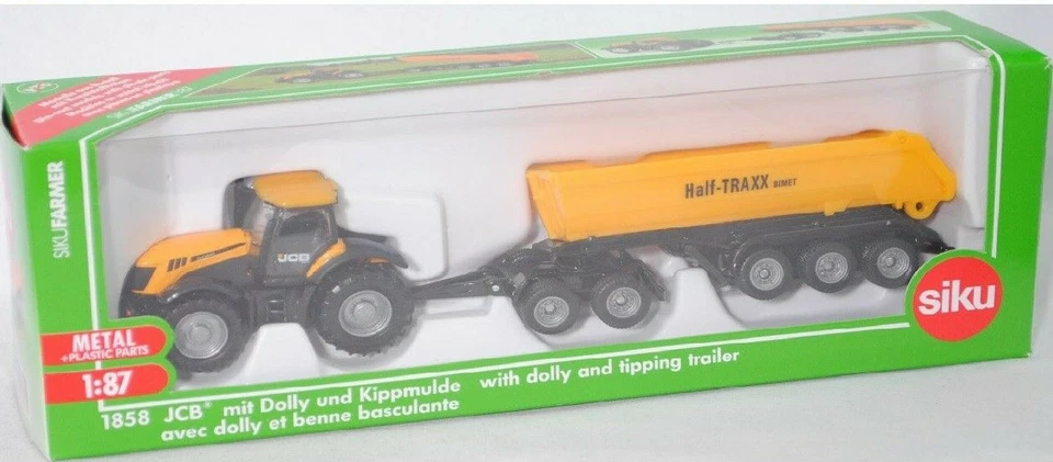 Siku Farmer 1858 JCB 8250 mit Dolly und Kippmulde, 1:87 - Bild 1 von 1