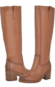 $199 Nine West Women's Hecee Block Heel Round Toe Knee High Boots Dark Natural - Picture 1 of 5